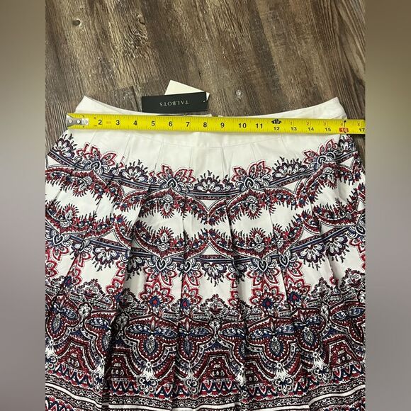 NWT Talbots Petite Paisley Pleated A-Line Cotton Blend Skirt Size 8P - Picture 7 of 8